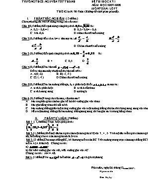 Đề thi học kỳ I môn Toán Lớp 7 - Năm học 2007-2008
